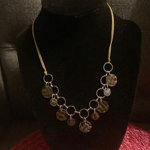 Tan corded and multi toned metal modern simplistic necklace